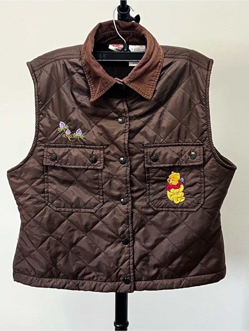 VTG Disney Winnie The Pooh Nature Walk Quilted Vest Brown Womens M Disney Store